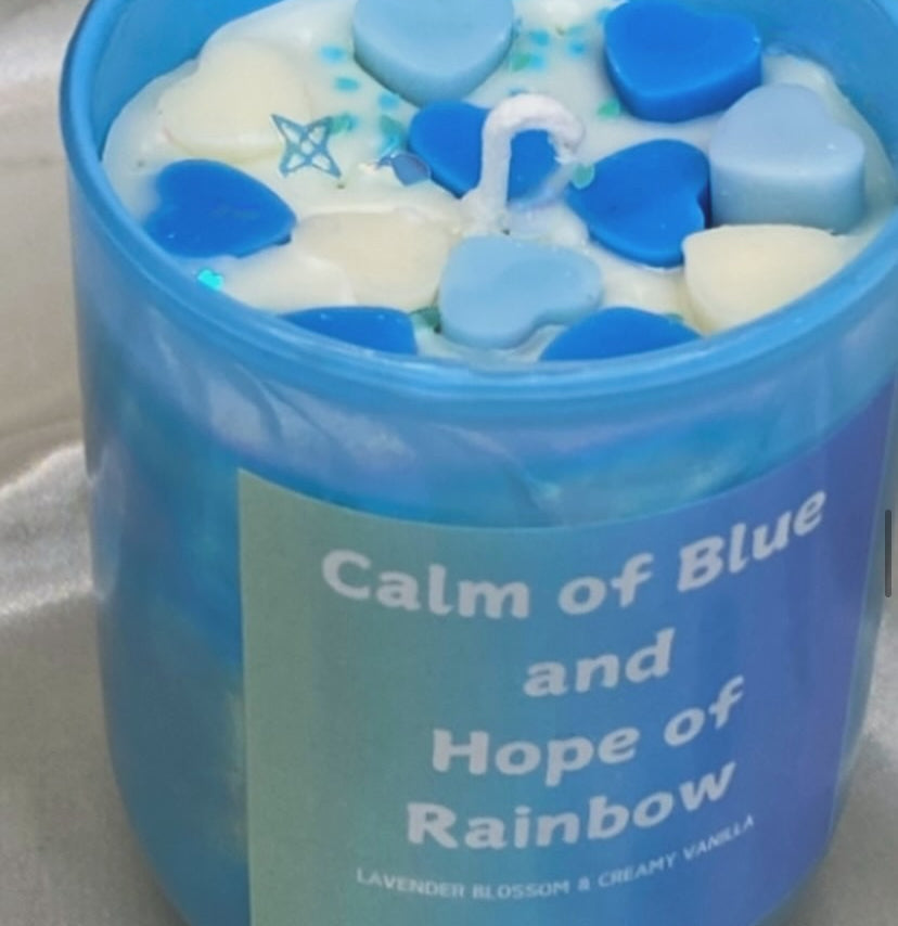 Calm of Blue & Hope of Rainbow - Lavender Blossom & Creamy Vanilla Candle